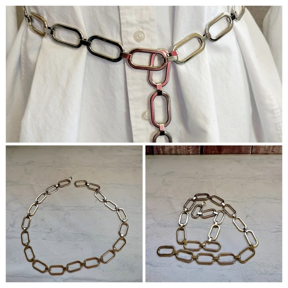 Women's Link Chain Belt Silver tone Adjustable Closure Preppy Sz 34.5" Unbranded - Picture 1 of 8